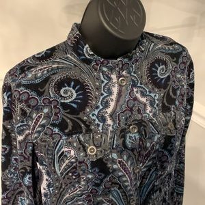 Charter Club Blue Paisley Corduroy “Jean” Jacket Size P/P